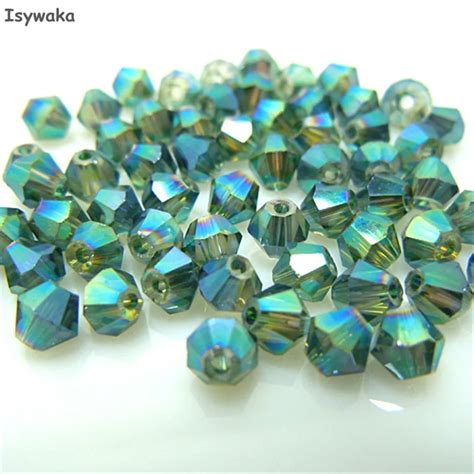 Isywaka Sale Hot Green Pcs Mm Bicone Austria Crystal Beads Charm