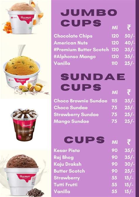 Menu of Havmor Havfunn Ice Cream, Baner, Pune