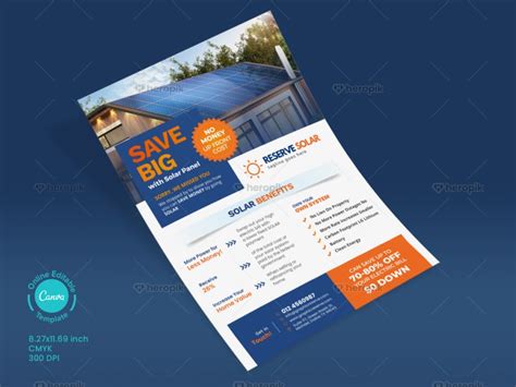 Save Big With Solar Flyer Design Canva Template Heropik