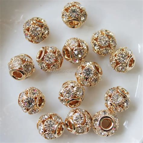 10mm Silver Rhinestone Crystal Copper Beads European Charms Rondelle