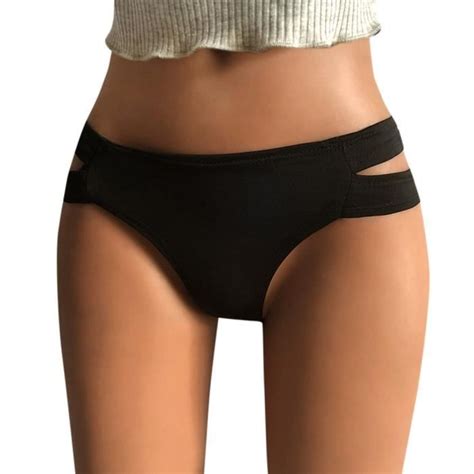 String Tanga Sexy Girl Taille Haute G String Brief Pantie Thong Lingerie Knicker Underwear Noir