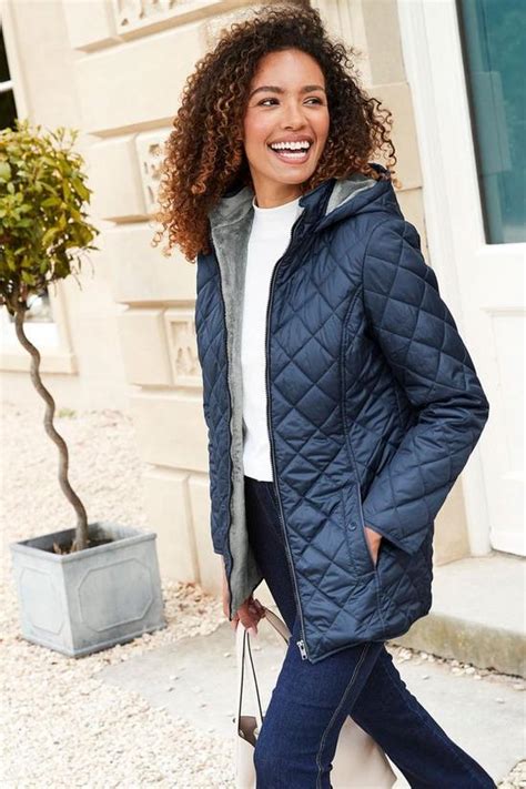 Jackets And Coats Fleece Lined Hooded Quilted Jacket Cotton Traders