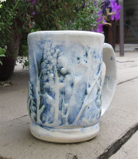 Coffee Mug Cup Hand Painted Pottery Stoneware Ceramic Art Botanical