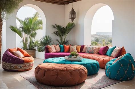 Premium Photo | Moroccan Pouf Seating Arrangement