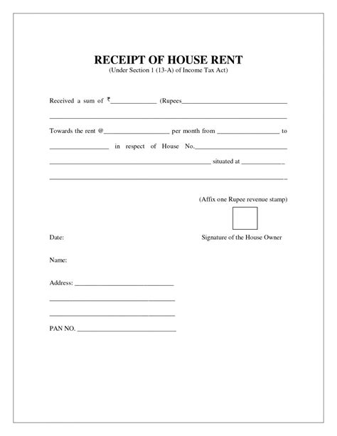 Rent Receipt Template With Revenue Stamp Clean Customizable Receipt