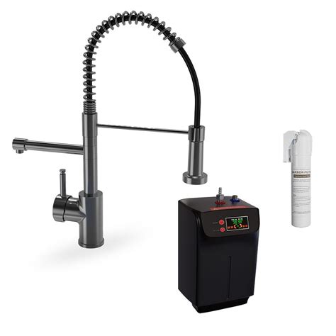 Mentor Gunmetal In Single Lever With Flexi Handset Instant Hot Boiling Water Kitchen Tap Set