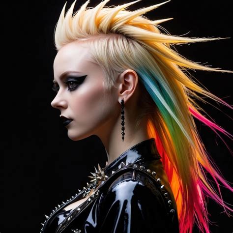 Premium Photo | Punk goth woman with spiky blond hair