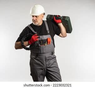 Electrician Portrait Man Protective Helmet Work Stock Photo 2223032321 ...