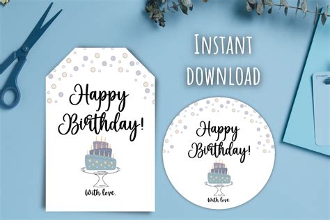 happy birthday gift tags graphic  designogenie creative fabrica