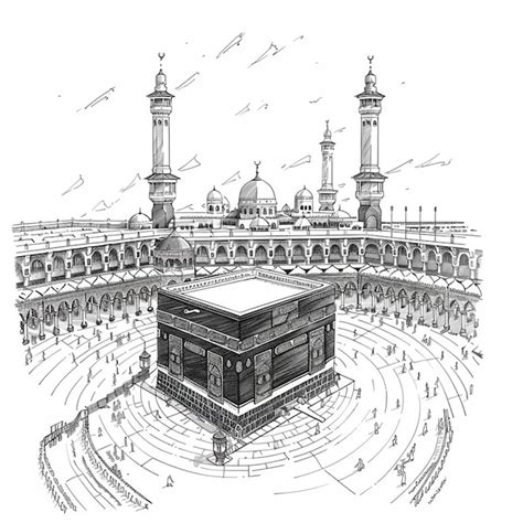 Kaaba Sagrada Em Meca Ar Bia Saudita Esbo O Desenhado M O Ilustra O