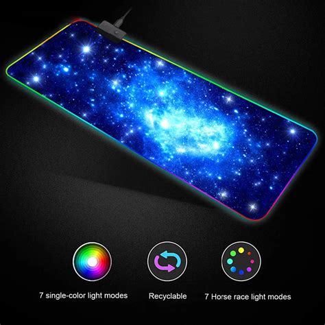 Besegad 31 X 12 Inch Large RGB Mousepad LED Colorful Lighting USB Wired