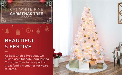 Amazon Best Choice Products Árbol de Navidad blanco preiluminado