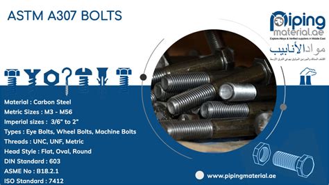 ASTM A307 bolts dimensions, torque chart and equivalent Grades
