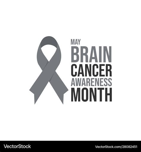 Grey Ribbon Brain Cancer Awareness Month Poster Vector Image