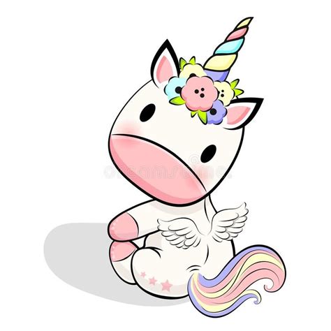 Cute baby unicorn with bright flowers and horn. Cute baby unicorn with hearts, s , #AFFILIATE, # ...