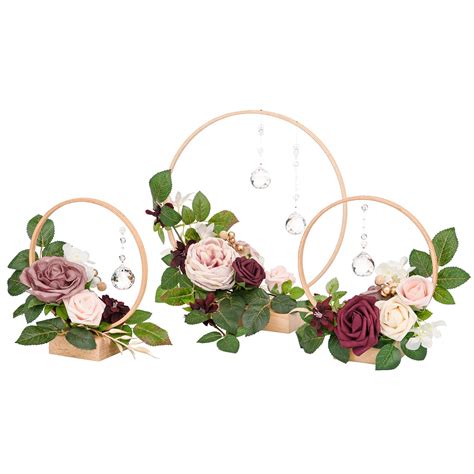 Amazon Ling S Moment Crystal Wooden Hoop Wreath Floral