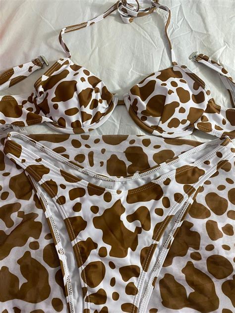 Cow Print In Bikini Women S Fashion Swimwear Bikinis Swimsuits On Carousell