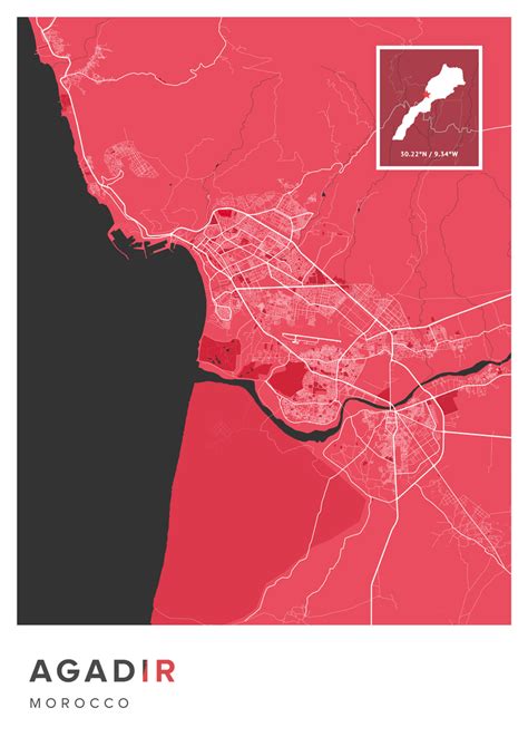 agadir map poster maps   world