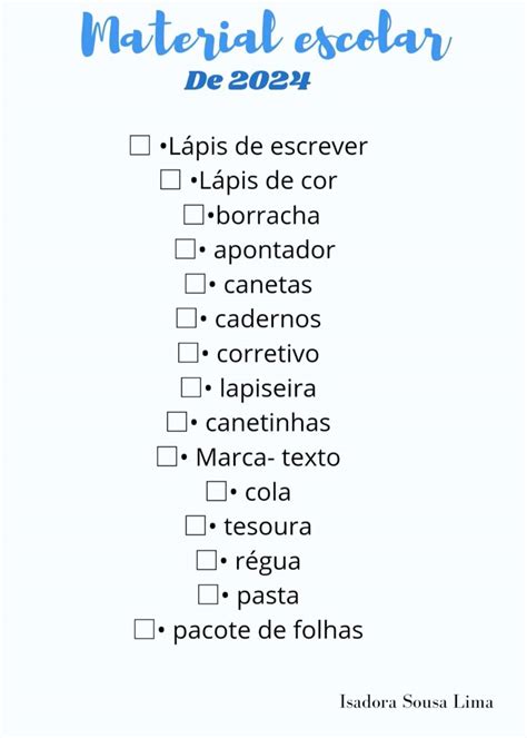 Lista De Material Faculdade - Lista de material escolar 2024