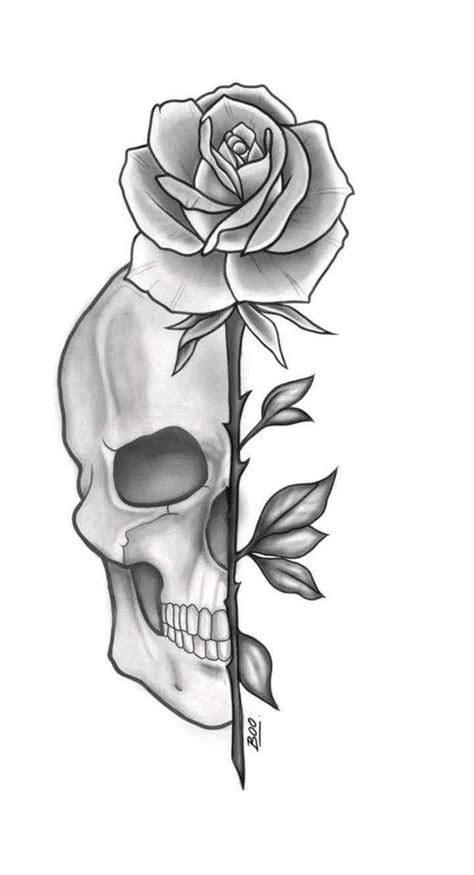 A Skull With A Rose On It