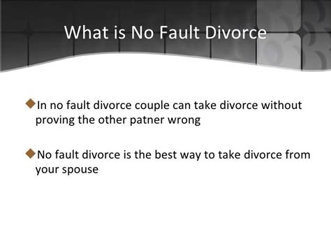 No Fault Divorce