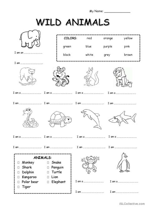 Animals And Colors English Esl Worksheets Pdf And Doc