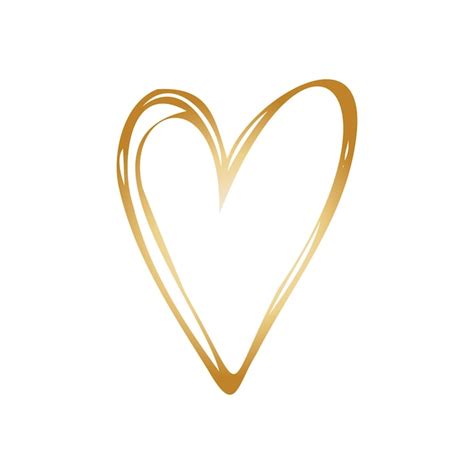 Corazón Dibujado A Mano De Garabato Dorado Simple Elemento De Diseño Aislado Para El Romance De