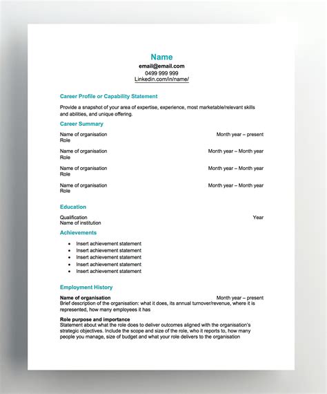 Reverse Chronological Resume Template Hudson Australia