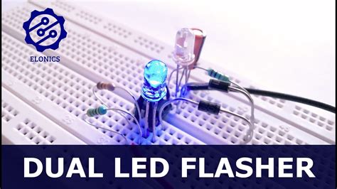 Dual Flashing Led Circuit Using 555 Timer On Breadboard Basic Electronics Projects Youtube