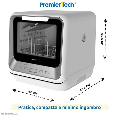 Premiertech Ptls2s Mini Lavastoviglie 2 Coperti 6 Programmi Libera Installazione Silver