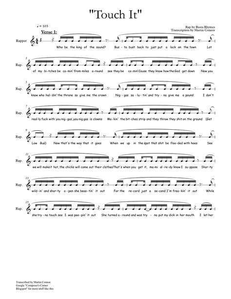 Busta Rhymes – Touch It Rap Sheet Music – RAP ANALYSIS