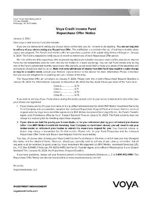 Fillable Online Voya Credit Income Fund Repurchase Request Form Fax