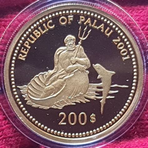 Palau Inseln Islands 200 Dollars Farbmünze Gold 1 Unze 2001 Marine Life