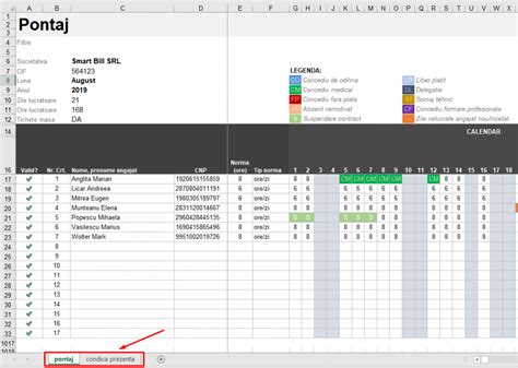 Condica De Prezenta Din Smartbill Conta