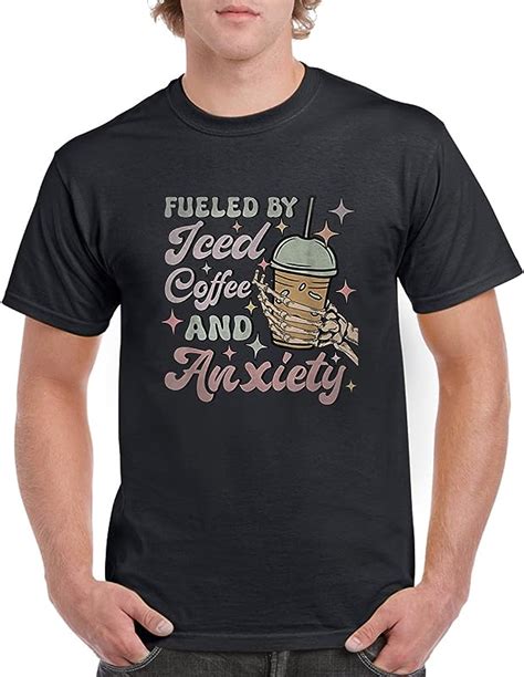 Fueled By Iced Coffee And Anxiety Retro Groovy Coffee Lover T Shirts Teesdesign