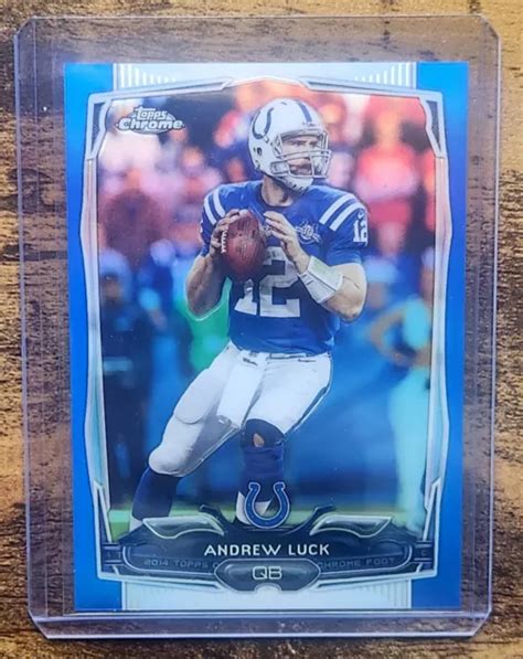 2014 TOPPS CHROME Andrew Luck 47 maillot réfracteur bleu match d 12