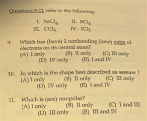 Solved Questions Refer To The Following I Xecl Ii Chegg