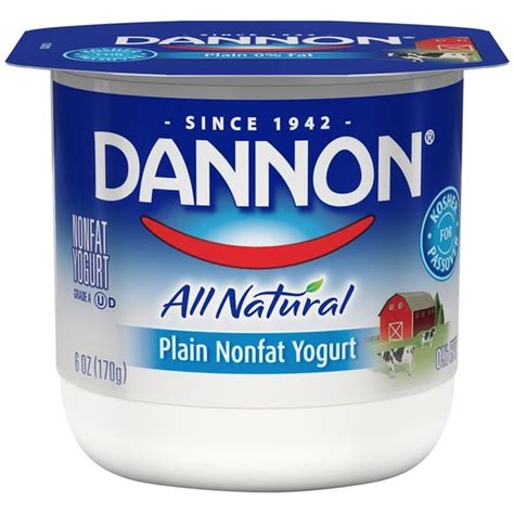 Dannon All Natural Plain Nonfat Yogurt 6 Oz Instacart