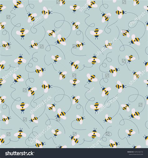 Vector Cute Cartoon Bee Seamless Pattern Royalty Free Stock Vector