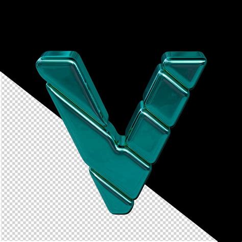 Symbole Composé De Blocs 3d Turquoise Diagonale Lettre V PSD Premium