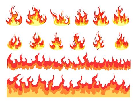 Premium Vector Fire Flame Cartoon Burn Hot Isolated Set Concept