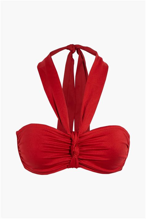 Asceno The Verona Knotted Halterneck Bikini Top The Outnet