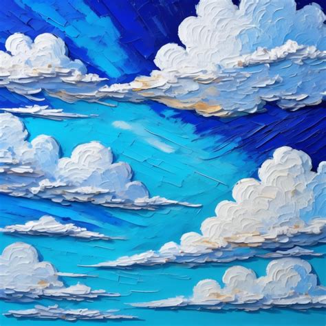 Premium Photo | A painting of clouds and the sky with clouds.