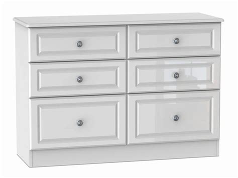 Welcome Pembroke White High Gloss 6 Drawer Midi Chest Of Drawers