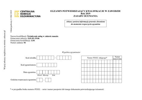 PDF EGZAMIN POTWIERDZAJĄCY KWALIFIKACJE W ZAWODZIE Rok