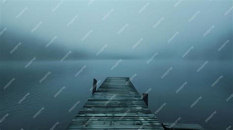 Premium Photo A Dock With A Foggy Background And A Dock In The Background