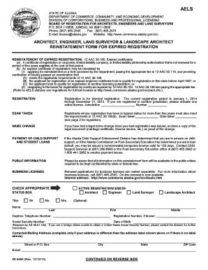 Fillable Online Commerce State Ak Reinstatement Form For Expired