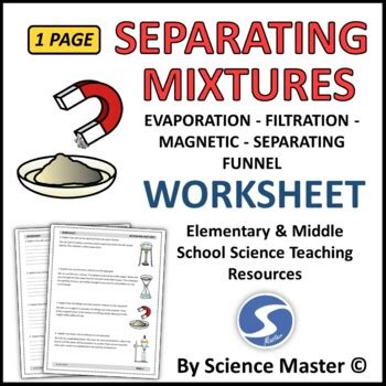 Separating Mixtures Worksheet By Science Master TpT