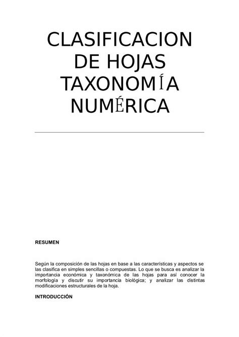 Pdf Clasificación De Hojas TaxonomÍa Numerica Dokumen Tips