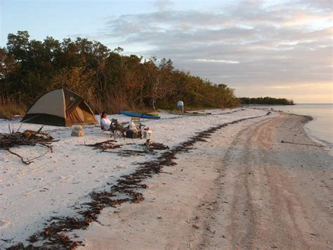 Beach camping in the wild Ten Thousand Islands